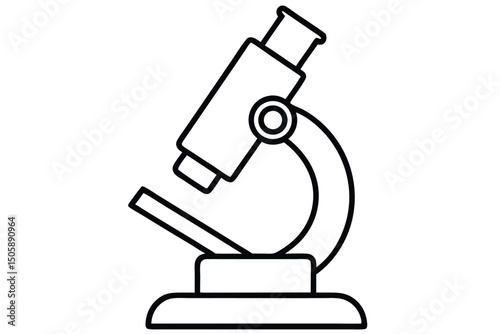microscope line art vector, microscope outline drawing 