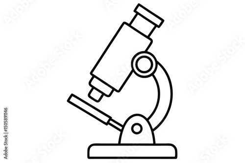 microscope line art vector, microscope outline drawing 