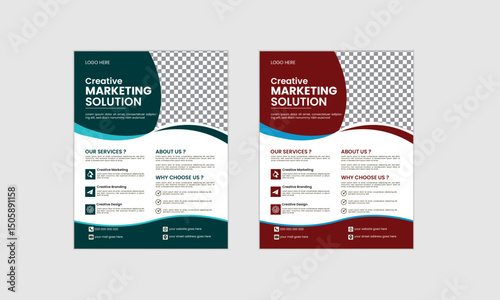 A bundle of 2 templates of different colors latter flyer template, Corporate business flyer template design  and editable vector template design abstract business flyer and creative design,
