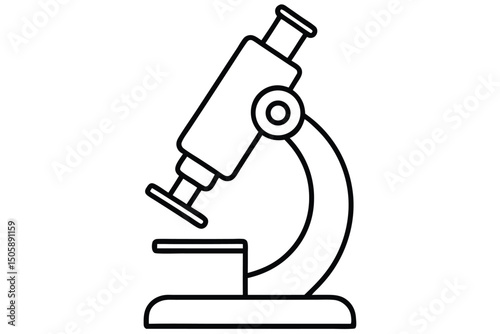 microscope line art vector, microscope outline drawing 
