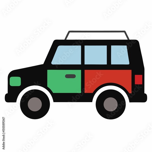 Vintage toy car illustration isolated on white background with a retro vehicle design for transportation