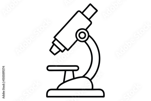 microscope line art vector, microscope outline drawing 