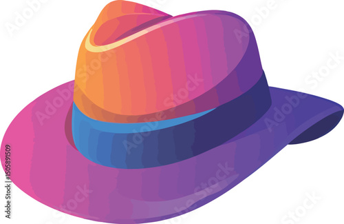 Vibrant gradient cowboy hat in striking pink and purple hues.