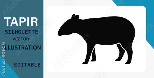 Tapir Silhouette Vector Illustration Editable Graphic Design Element