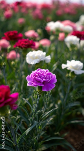 Beautiful Blooming Carnations in a Vibrant Garden During Springtime.