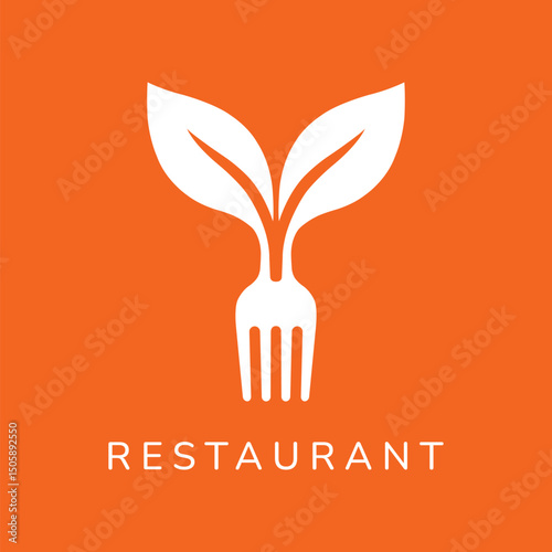 Restaurant Logo Design with Leaf as Nature