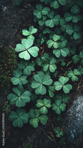 Lush Green Clover Plants Growing in Rich Soil During a Sunny Afternoon in a G...