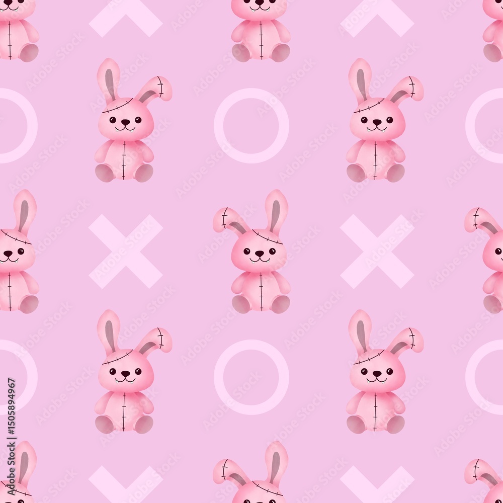 Obraz premium Minimalist Cute Bunny Seamless Pattern