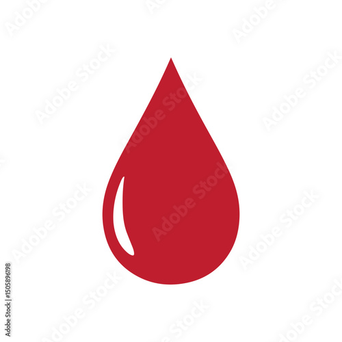Red blood drop silhouette icon vector flat design.