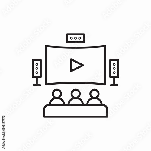 cinema people watching icon sign vector