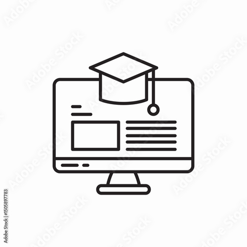 computer graduation cap learning icon sign vector