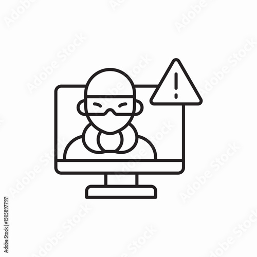 computer hacking warning monitor icon sign vector