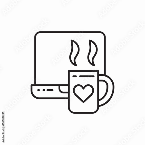 laptop coffee cup icon sign vector
