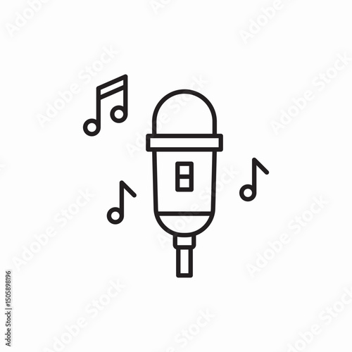 microphone notes singing icon sign vector