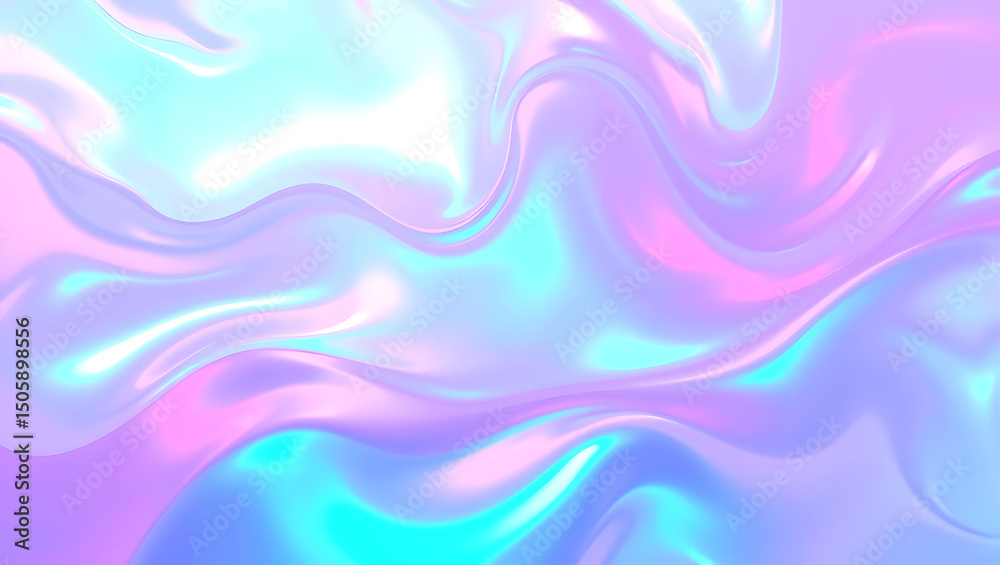 Obraz premium Abstract Pastel Swirl Background Holographic Iridescent Texture
