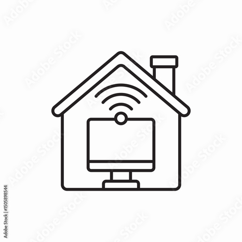 smart home computer wifi icon sign vector