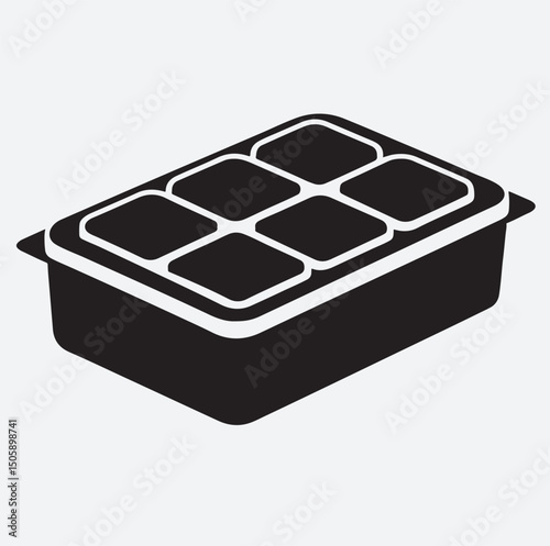 ice cube tray icon  silhouette vector art illustration