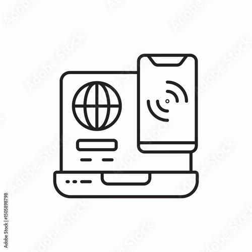 web call laptop communication smartphone icon sign vector