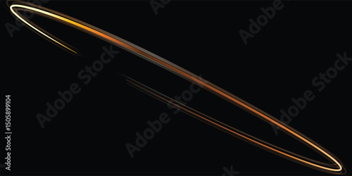 Abstract Ring of Warm Hues Against a Dark Background. A dynamic, abstract image features a ring or arc of warm, amber and brown hues against a pure black backdrop.
