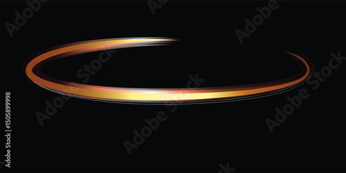 Abstract gold and brown ring graphic on black background. A dynamic, flowing ring design in shades of gold and brown against a completely black background.
