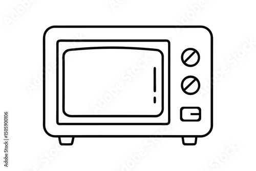 microwave oven outline black and white vector illustration