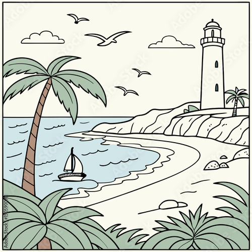Sea sight coloring page