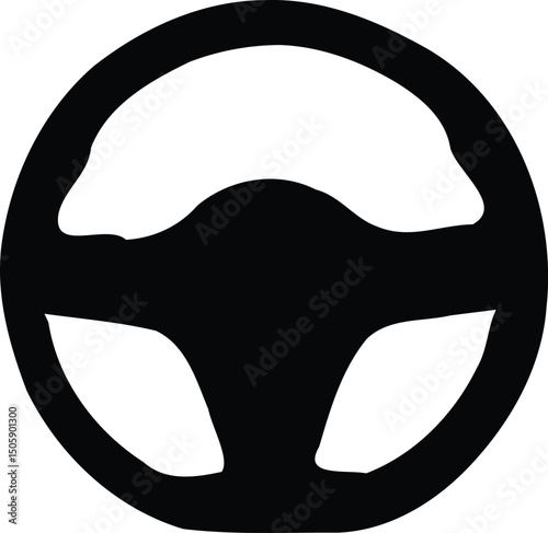 Steering Wheel Silhouette – Simple Black Icon for Driving, Vehicles, and Transportation