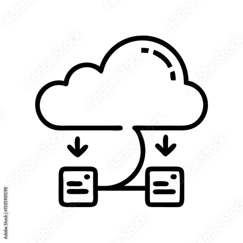 Cloud data exchange icon on transparent background for web and graphic design