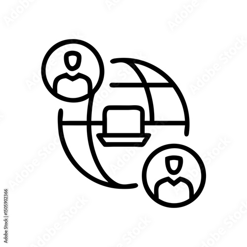 Global remote workforce icon on transparent background for web and graphic design