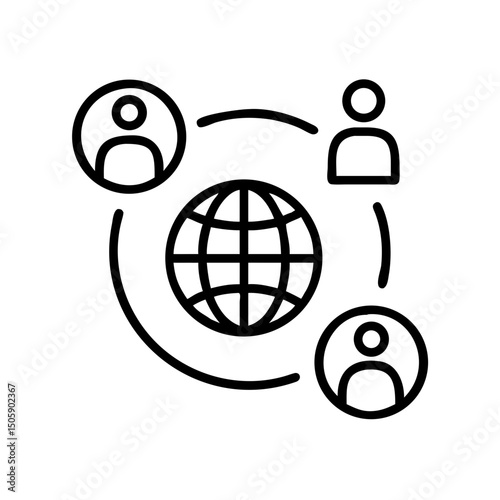 Global remote workforce icon on transparent background for web and graphic design
