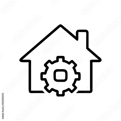 Home office gear icon on transparent background for web and graphic design