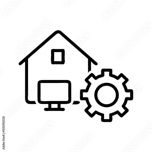 Home office gear icon on transparent background for web and graphic design