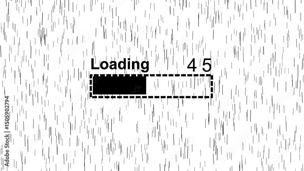 Animated loading screen with progress bar and digital style rain falling background