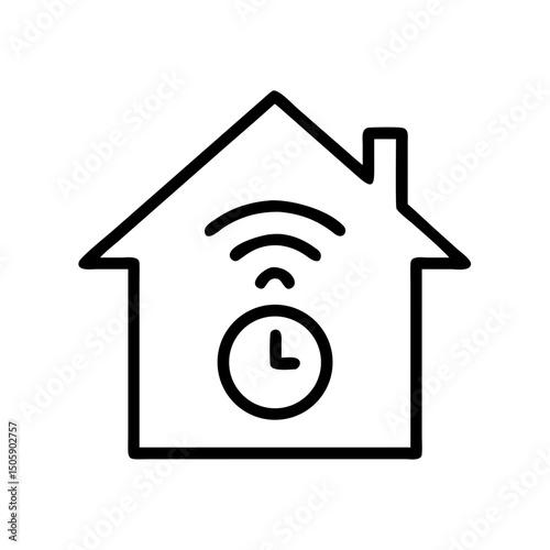Smart home with clock icon on transparent background for web and graphic design
