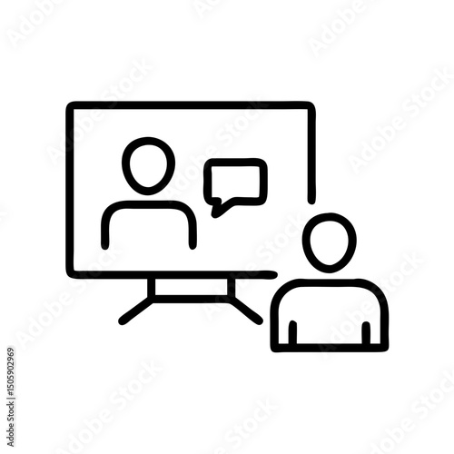 Video conference meeting icon on transparent background for web and graphic design