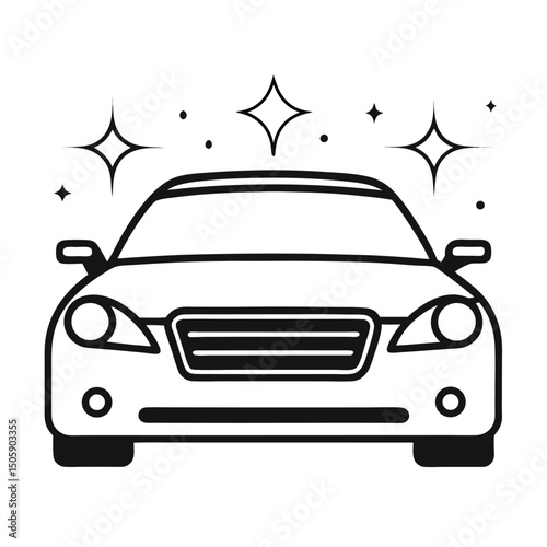  Front View of Sparkling Car Outline Vector Version Icon