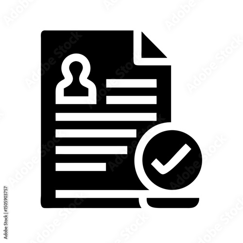 Approved legal document silhouette icon on transparent background for web and graphic design