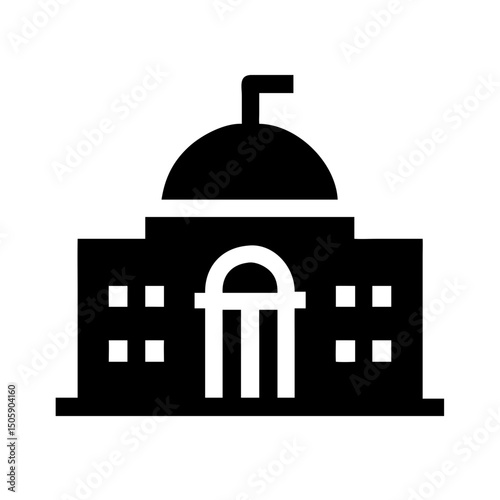Government building silhouette on transparent background for web and graphic design