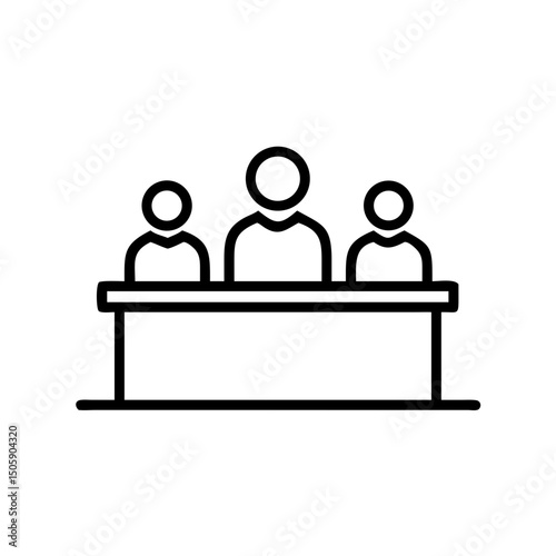 Jury and courtroom settings on transparent background for web and graphic design