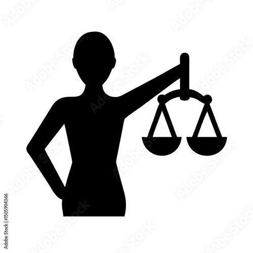 Justice in hand silhouette on transparent background for web and graphic design