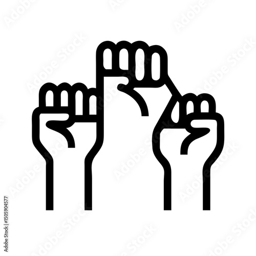 Raised fists justice or protest icon on transparent background for web and graphic design