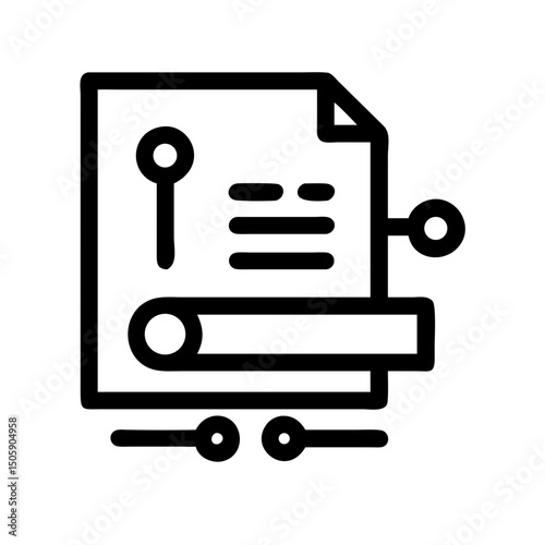 Silhouette digital contract icon on transparent background for web and graphic design