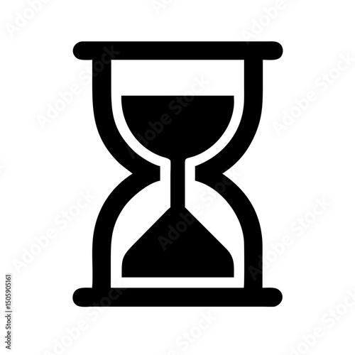 Silhouette hourglass timer icon on transparent background for web and graphic design
