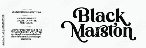 Elegant Font Uppercase Lowercase And Number. Classic Lettering Minimal Fashion Designs. Typography modern serif fonts regular decorative vintage concept. vector illustration