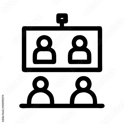 Silhouette video conference meeting icon on transparent background for web and graphic design