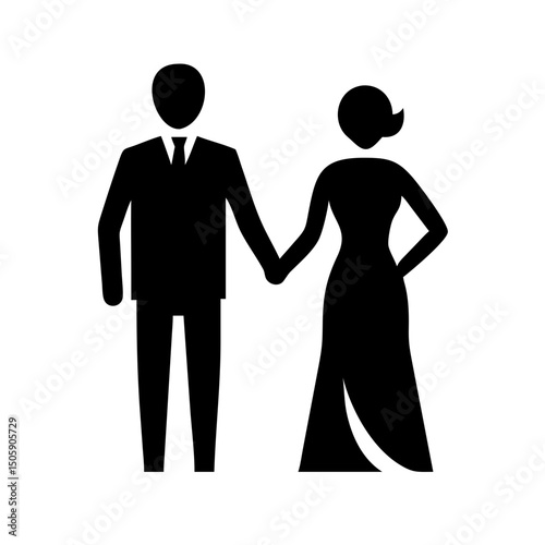 Silhouette vip couple on transparent background for web and graphic design