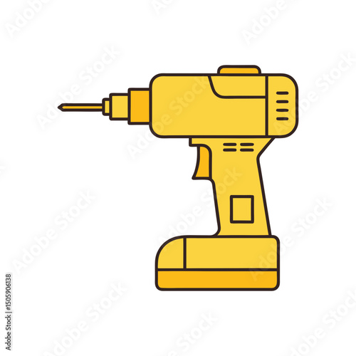 cordless drill simple outline vector art