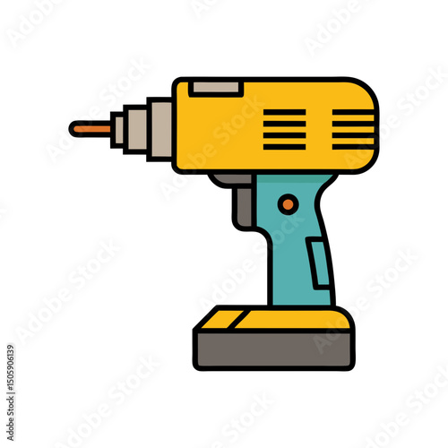cordless drill simple outline vector art