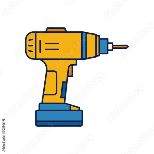 cordless drill simple outline vector art