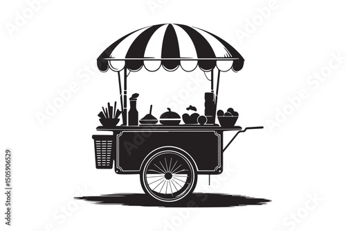 Market stall silhouette vector graphic